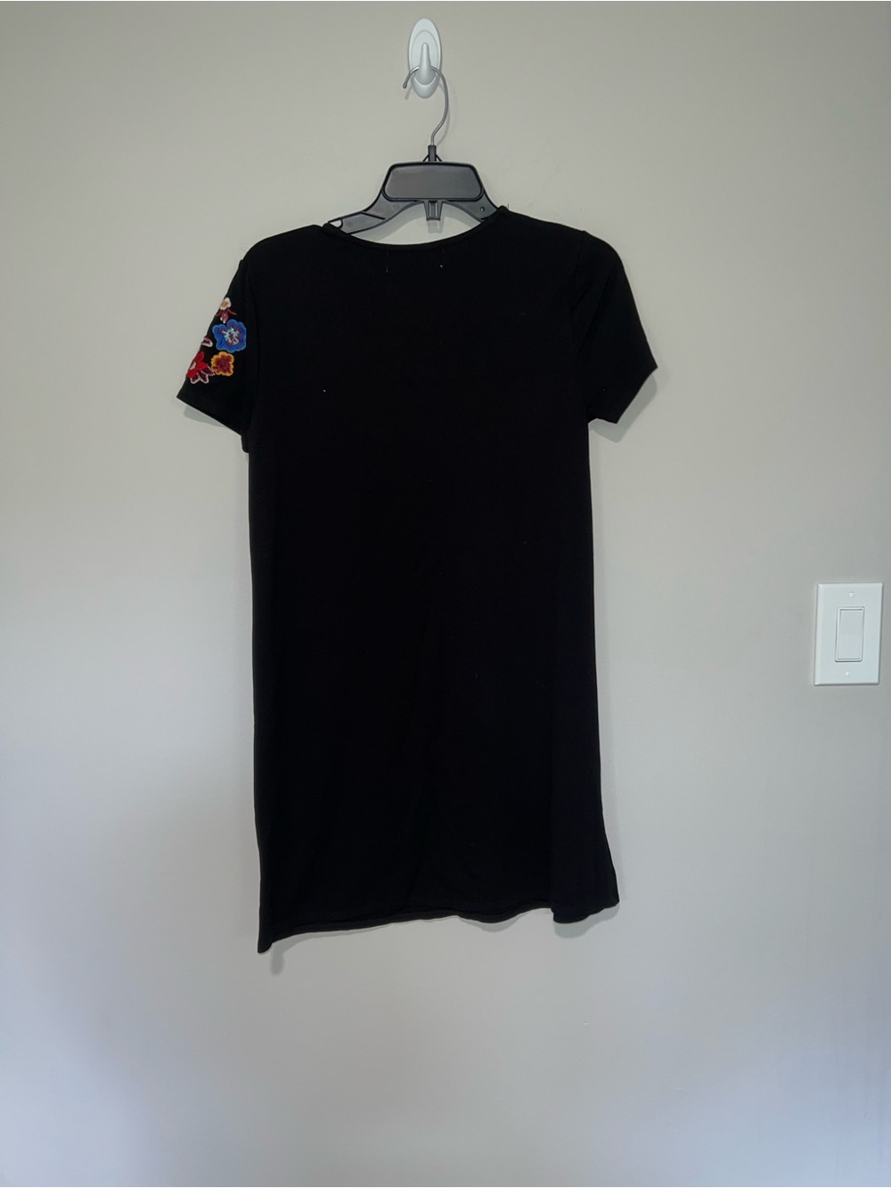 Black slip dress with stitched red orange flowers philosophy Small - Picture 3 of 7